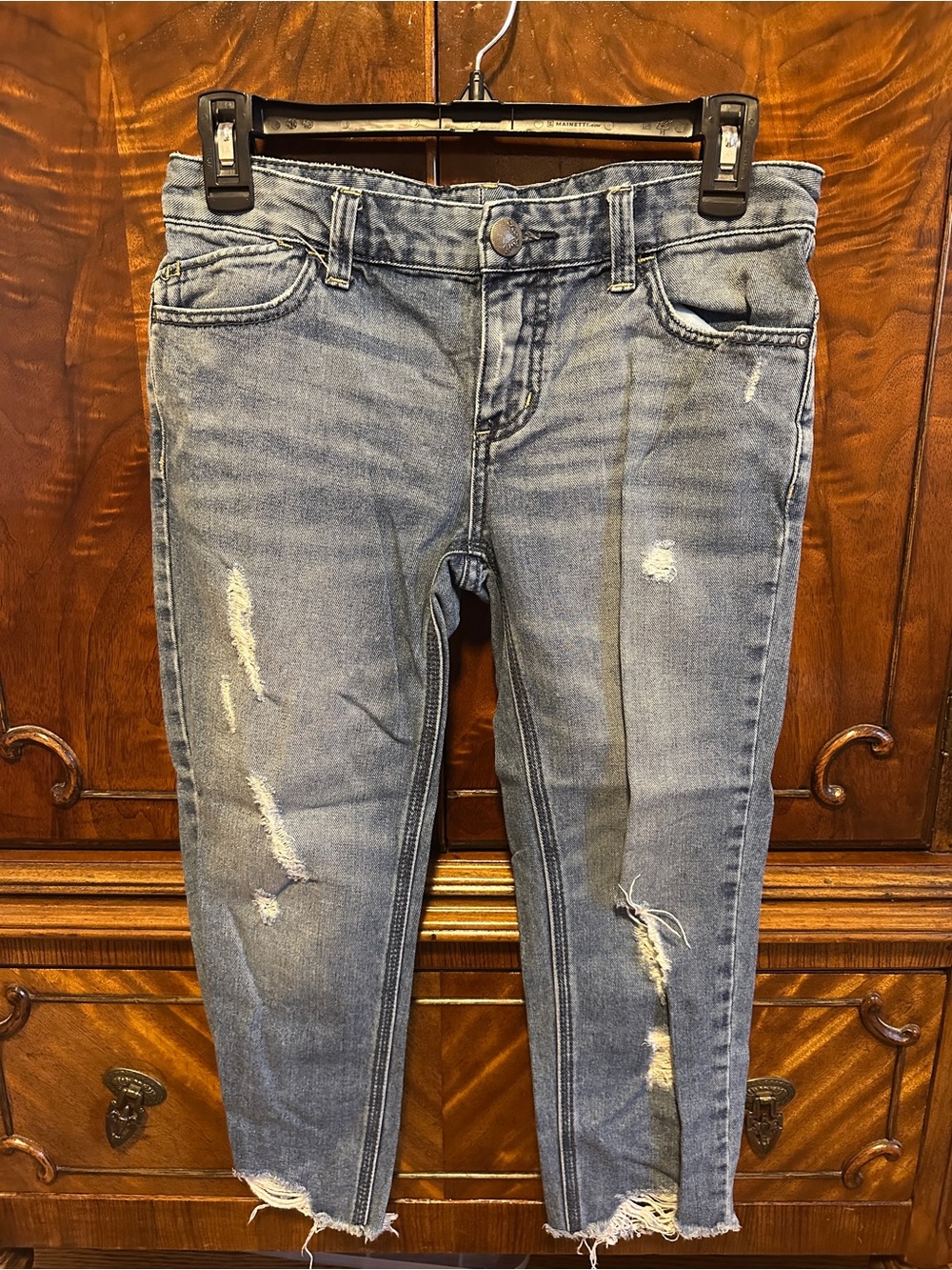 Free People Distressed Light Blue Cropped Jeans